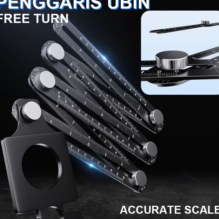 PrioritasAa1A9 6 Lipat Aluminium Alloy Ruler Multi Angle Mengukur Penggaris Ubin Keramik Pembukaan P