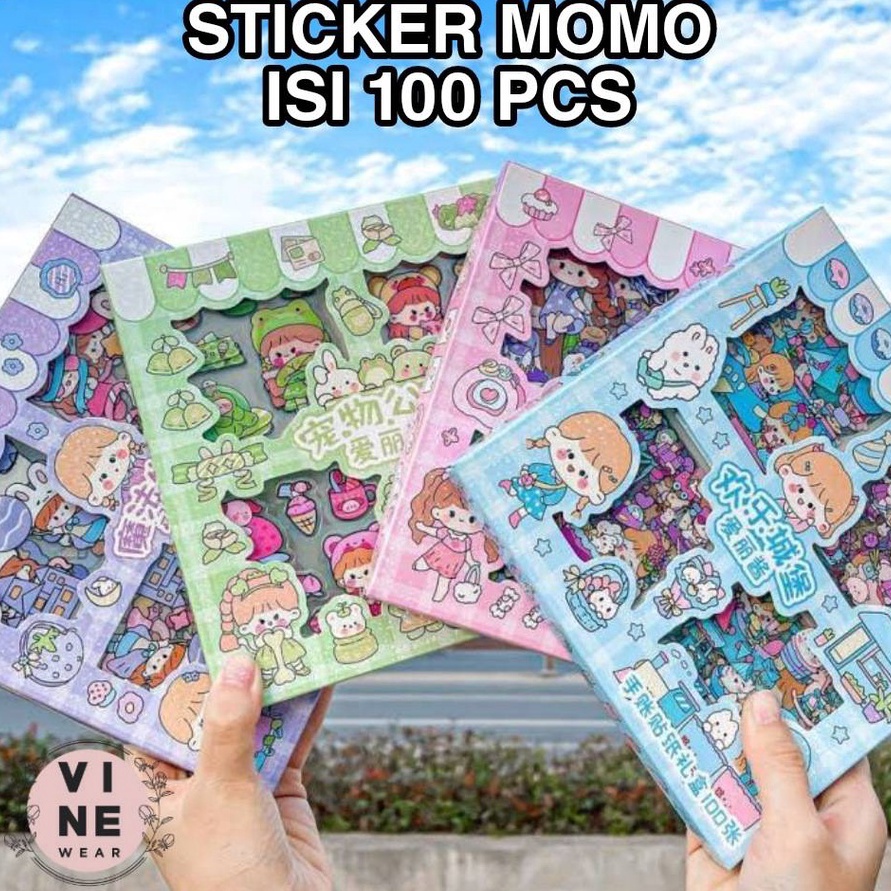 

NTMT8351 Free Ongkir Stiker 2D 100 Lembar Sticker Momo Kartun Korea Lucu Anti Air