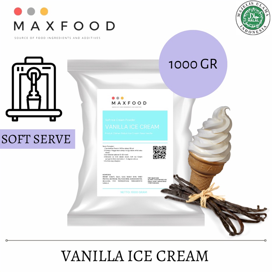 

QMHQ0150 PALING AMPUH>>> MAXFOOD - Soft Vanilla Ice Cream / Bubuk Es Krim Rasa Vanilla 1 Kg