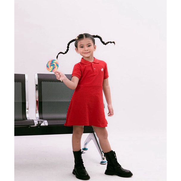 Harga Termurah Baju Anak Polo Dress Anak Perempuan Premium Little Warren Red ( Kaos Polo Anak )
