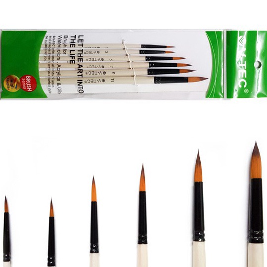 

✹Dijual ✧↕ V-Tec Round Brush 0018H Set 6 / Kuas Lukis Set 6 G43