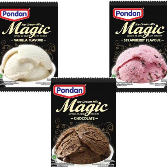 

BPGH4422 GROSIR PONDAN MAGIC ICE CREAM RASA VANILLA CHOCOLATE STRAWBERRY FLAVOR 75 GRAM