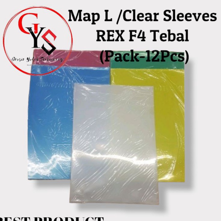 

HNQG3091 【FSASH SALE】 12PCS Map L Rex Bening Warna Clear Sleeves Folio F4(Pack)