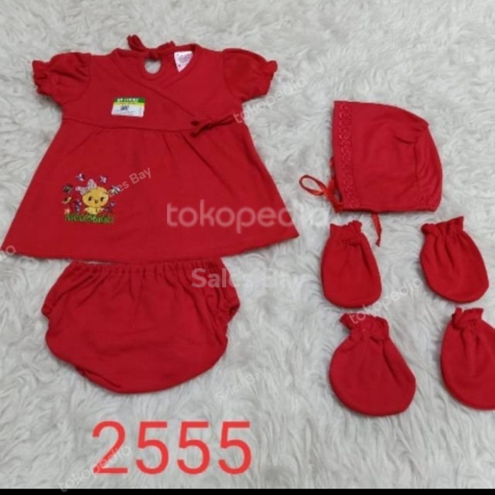 Baju Merah 1 Bulanan Bayi - Baby Lucky Setelan Rok Merah 1 Bulanan