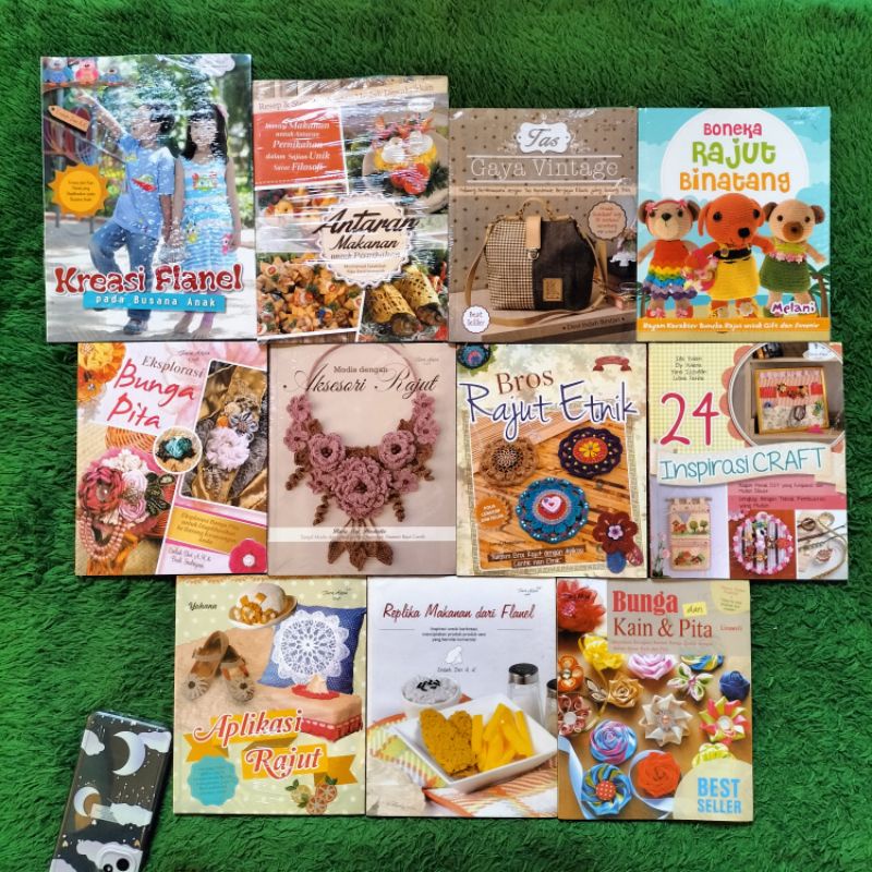 ORIGINAL BUKU KREASI KERAJINAN TANGAN BUNGA KAIN & PITA REPLIKA MAKANAN DARI FLANEL APLIKASI RAJUT 2