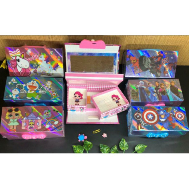 

↕Terupdate✰ kotak pensil KODE 3 TINGKAT metalik 3dimensi/pencil case password/kotak pin T45 ➱