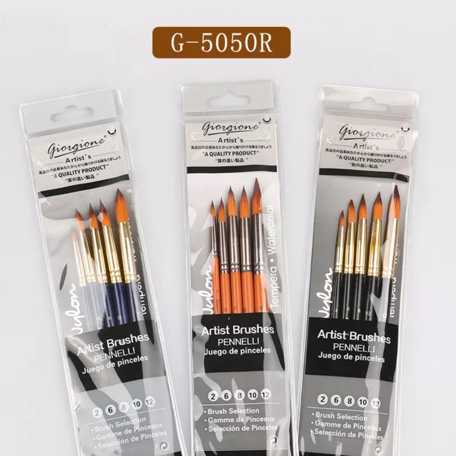 

Pasti Ready Giorgione Brush Set 5 pcs G-5050R Kuas Lukis Nylon 8FT