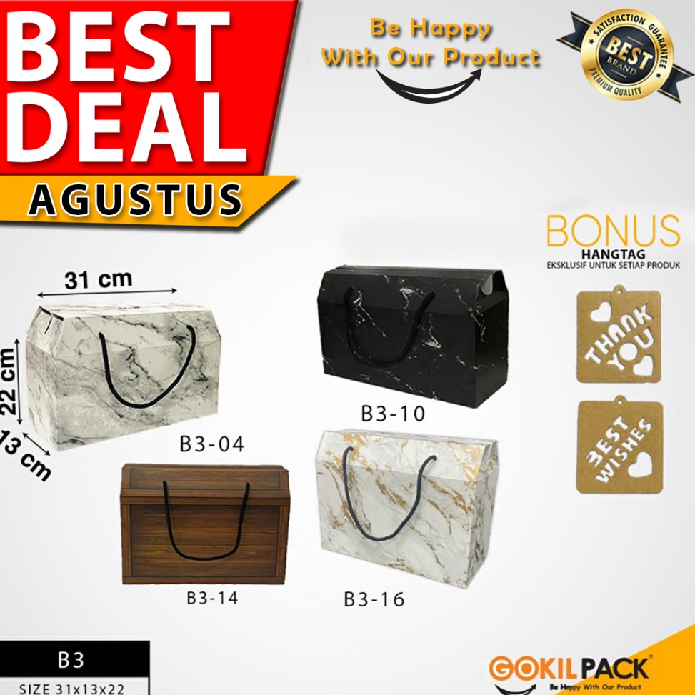 

jhrs -79 GOKILPACK- Gable Box Marble - Box Kado Souvenir Mewah Motif Marble - B3-04 8IC