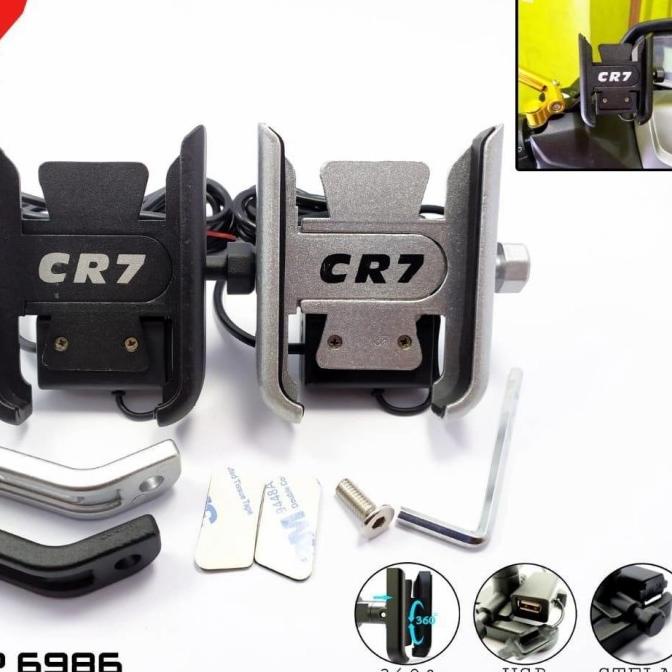 tempat hp motor holder hp cr7 plus cas an hp hitam