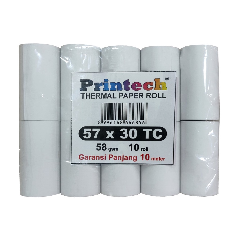 

Terkini!! PRINTECH Kertas Thermal Kasir 57x30 Coreless Tanpa Bungkus 10 Roll - 03002-TB 92