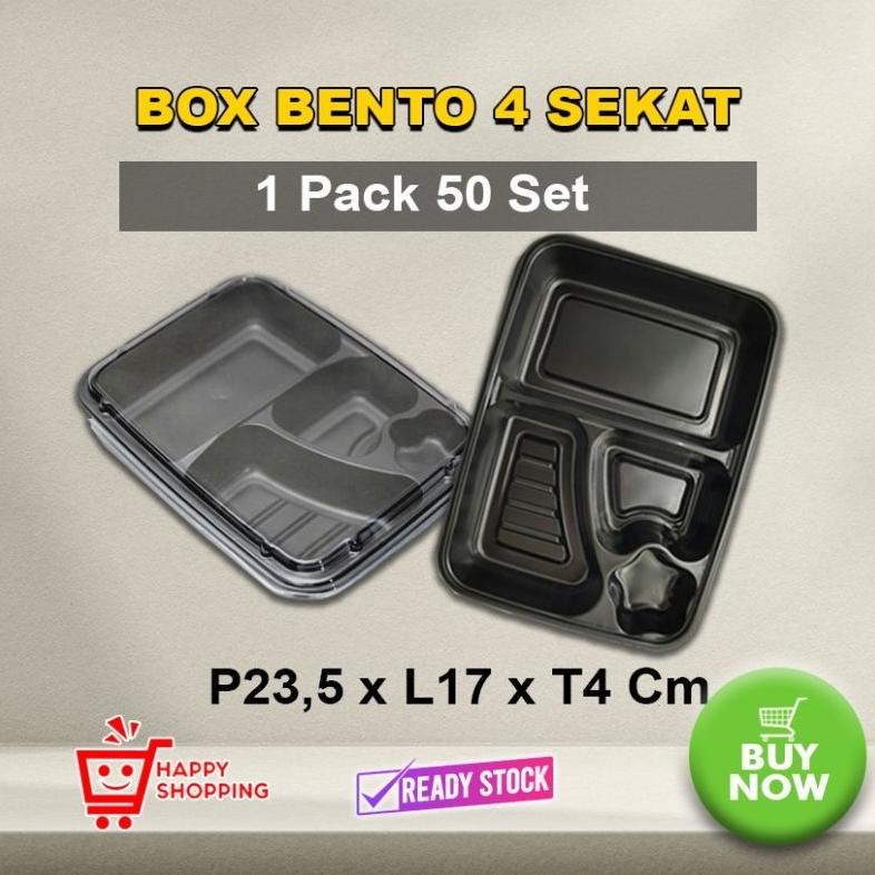 [1 PACK ISI 50 SET] MIKA BENTO SEKAT 4+TUTUP/BOX HOKBEN BINTANG/MIKA HOKBEN