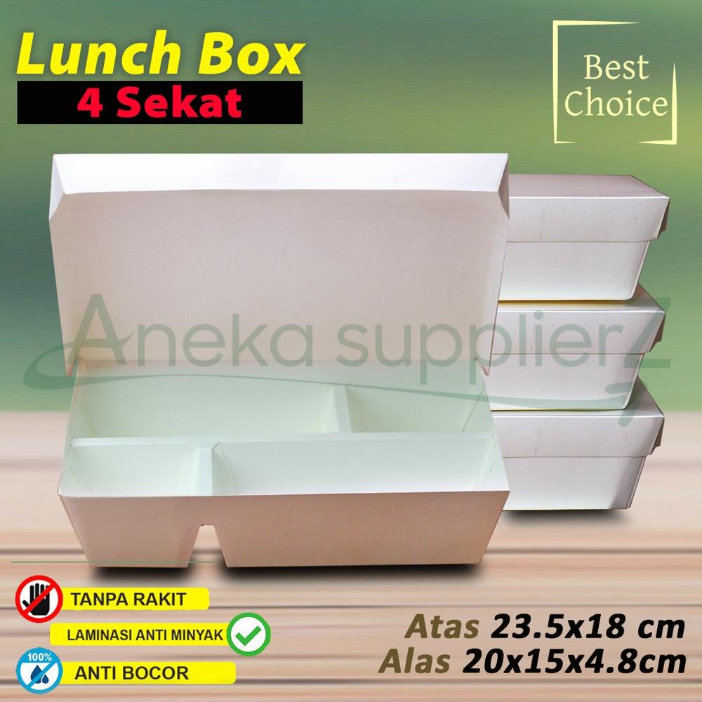 Paper Lunch Box SEKAT 4 - Lunch Box Paper -  Kotak Bento Sekat 4 -(20 Pcs)