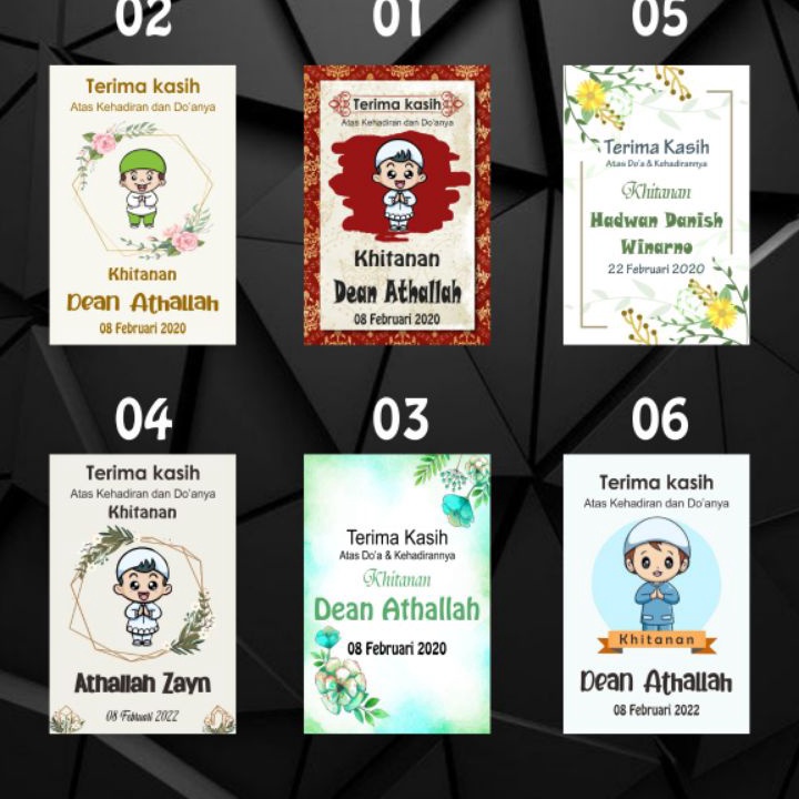 ✵Best Produk 100 pcs KARTU UCAPAN TERIMA KASIH KHITAN / KHITANAN MURAH S66