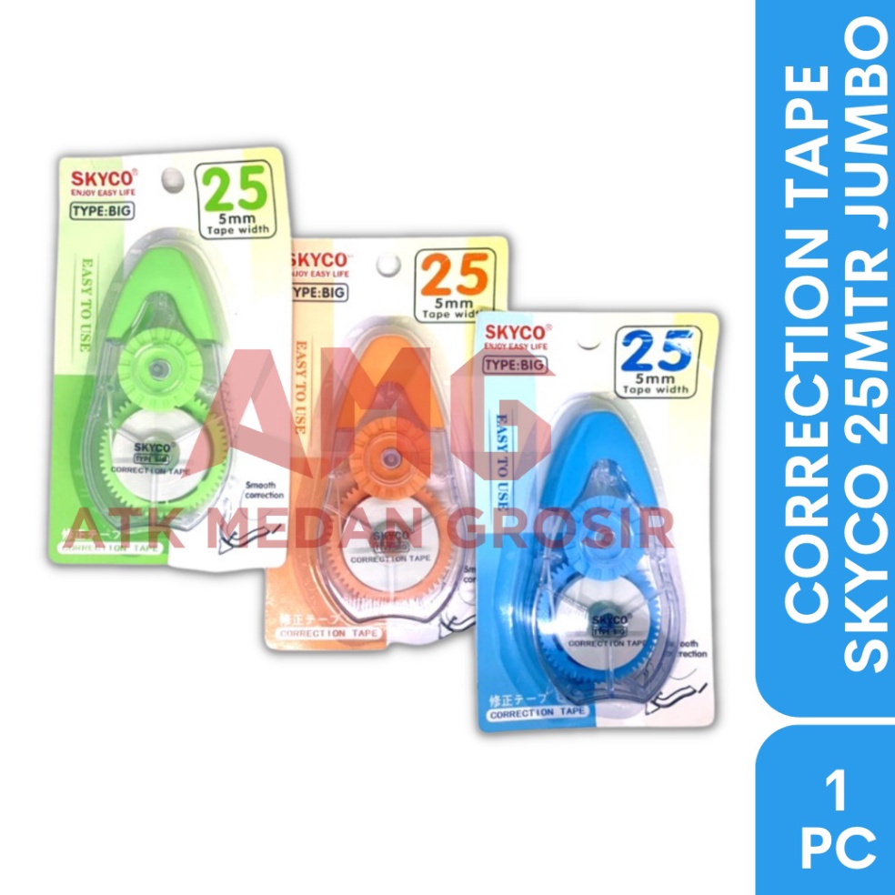 

[CODE BARANG 147FRJ] CORRECTION TAPE 25M SKYCO ZRK