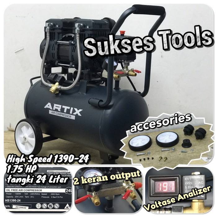 {GreenShop} Artix HS 1390-30 High Speed Kompressor Oilless / Silent 1.75 HP 30 L Berkualitas