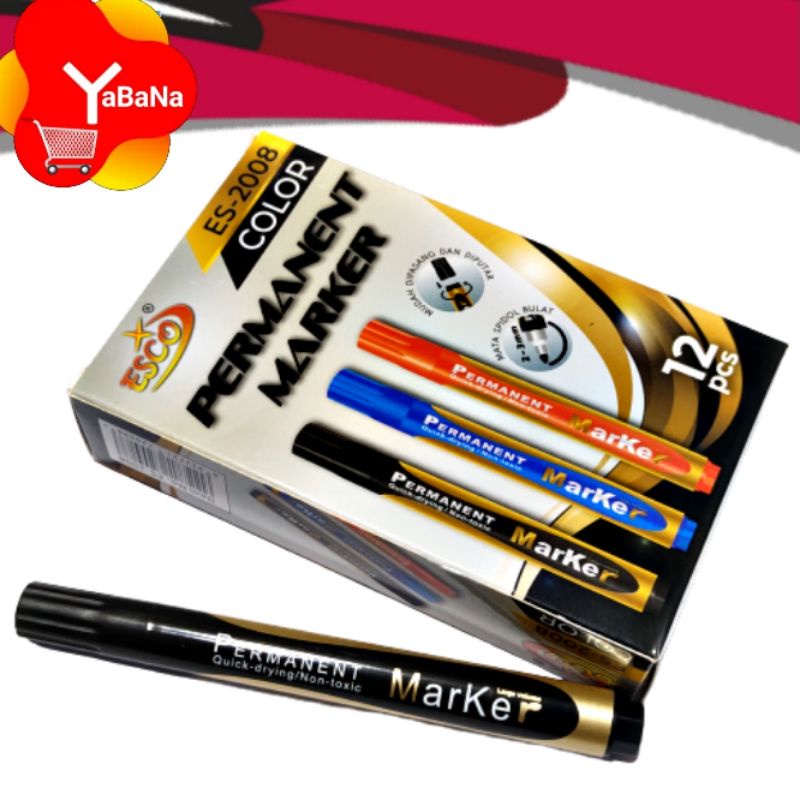 

[YBN] Spidol Besar Permanent Merk Esco Grosir 12pcs