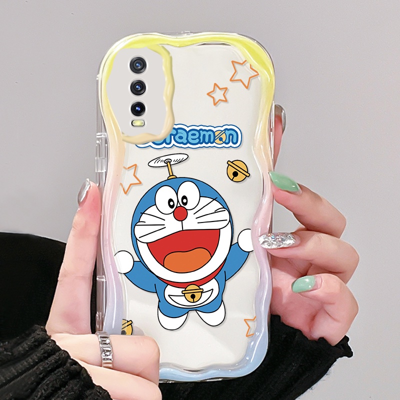 Casing Ponsel untuk VIVO Y20 Y20i Y20s Y12s Y20 2021 Y11s Y12A Y20T Y20S M Y20S D Case sarung pelindung HP menyeluruh terbang kartun casing pola Doraemon tekstur lembut pinggiran softcase gelombang casing ponsel kesing