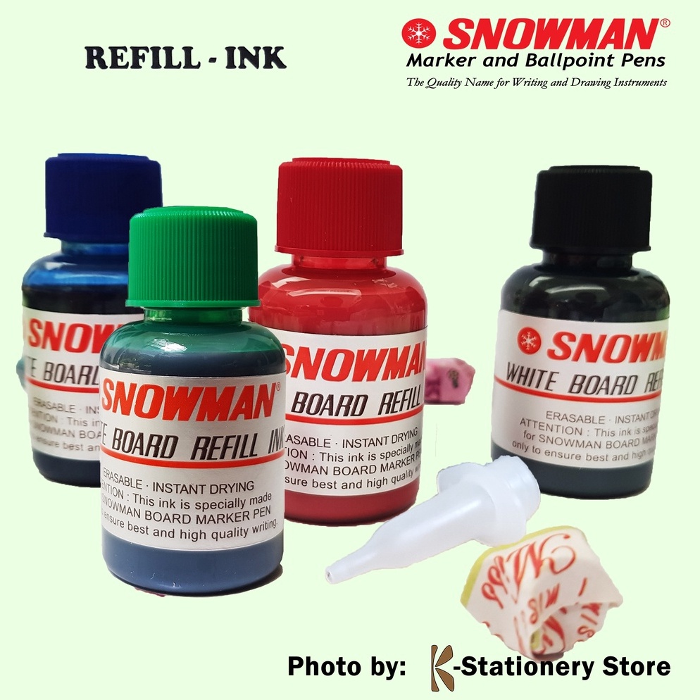 

[PROMO LKA9] Tinta Isi Ulang Spidol Papan Tulis Whiteboard Snowman WBI-20 ( Hitam / Biru / Merah / Hijau ) – Original Refill Ink Off stock