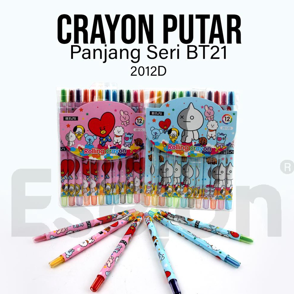 

[PROMO BD7B] 1pack Crayon Putar Panjang BT21 / 12w Crayon Putar Panjang BYG