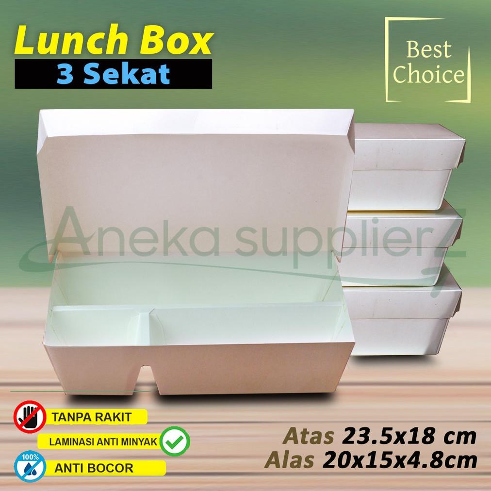 Paper Lunch Box SEKAT 3 - Lunch Box Paper -  Kotak Bento Sekat 3 (20pcs)