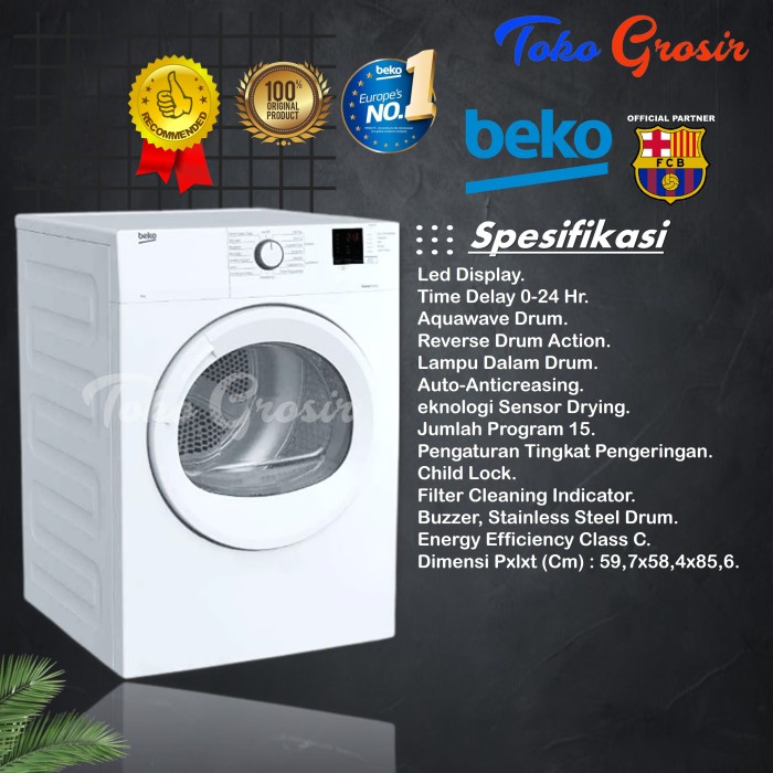 Terlaris Beko Dryer Mesin Pengering Laundry Konversi Dalam Gas Kapasitas 8Kg