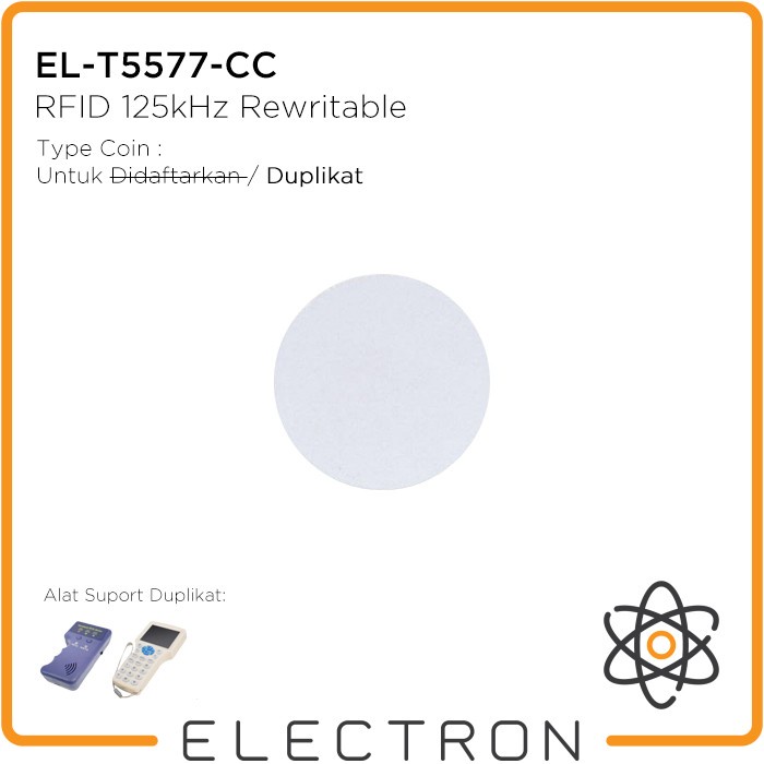 

Terlaris T5577 Koin Bulat Rfid 125Khz Proximity Rewritable Coin Copy Clone Tag