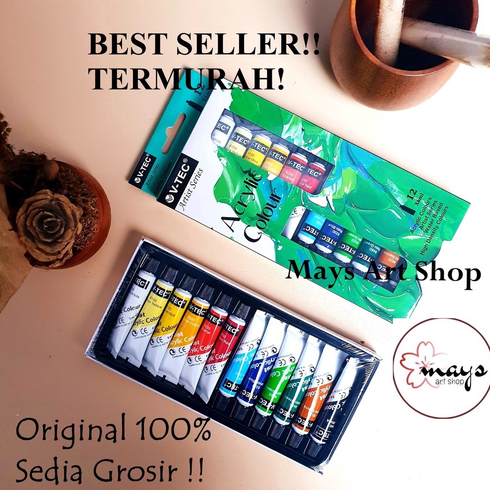 

Berkualitas Cat Lukis Akrilik Set Isi 12 Warna V-Tec / Acrylic Paint Color V tec Series 12 x 6 ml Colour / Cat Acrilic Kanvas Vtec 6ml 12x6 Anak / Profesional Murah 226