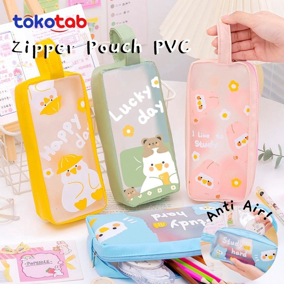 

QWF-78 Tokotab - Tempat Pensil Korea Pensil Case Pencase Besar Pouch PVC Kartun Kotak Pensil Pouch Zipper Bag PB7