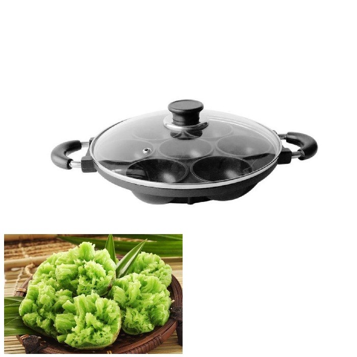 Bestseller Cetakan 7 Lubang Cekung Serabi / Cara Bikang Anti Lengket + Tutup Kaca