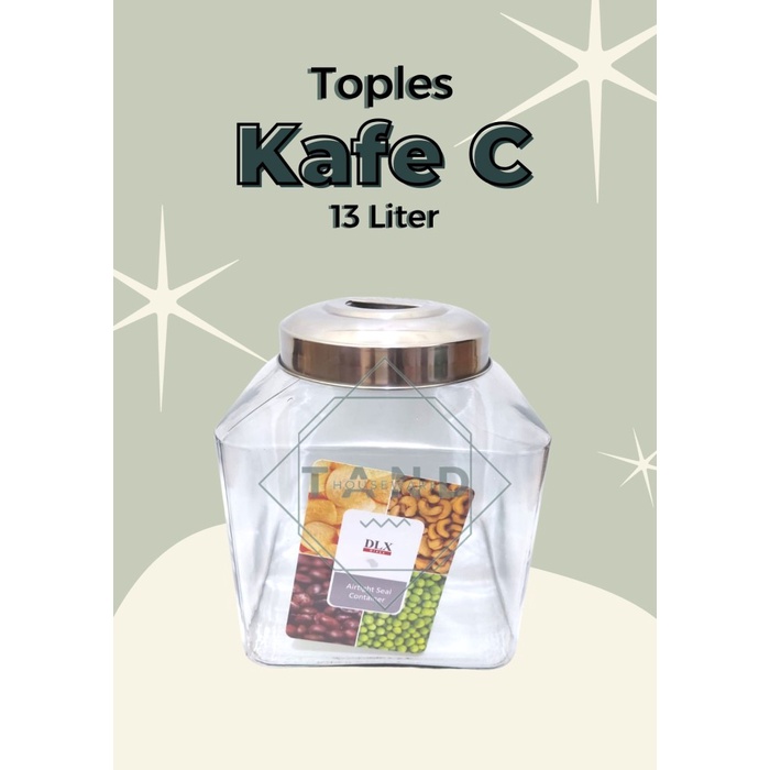 Toples Kaca Besar Kedap Udara Dlx Kafe C Seal 13 Liter Glass Jar