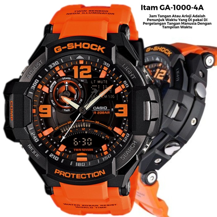 Franc- Casio G-Shock Ga-1000-4A / Gshock Ga1000 Orange Original Bm