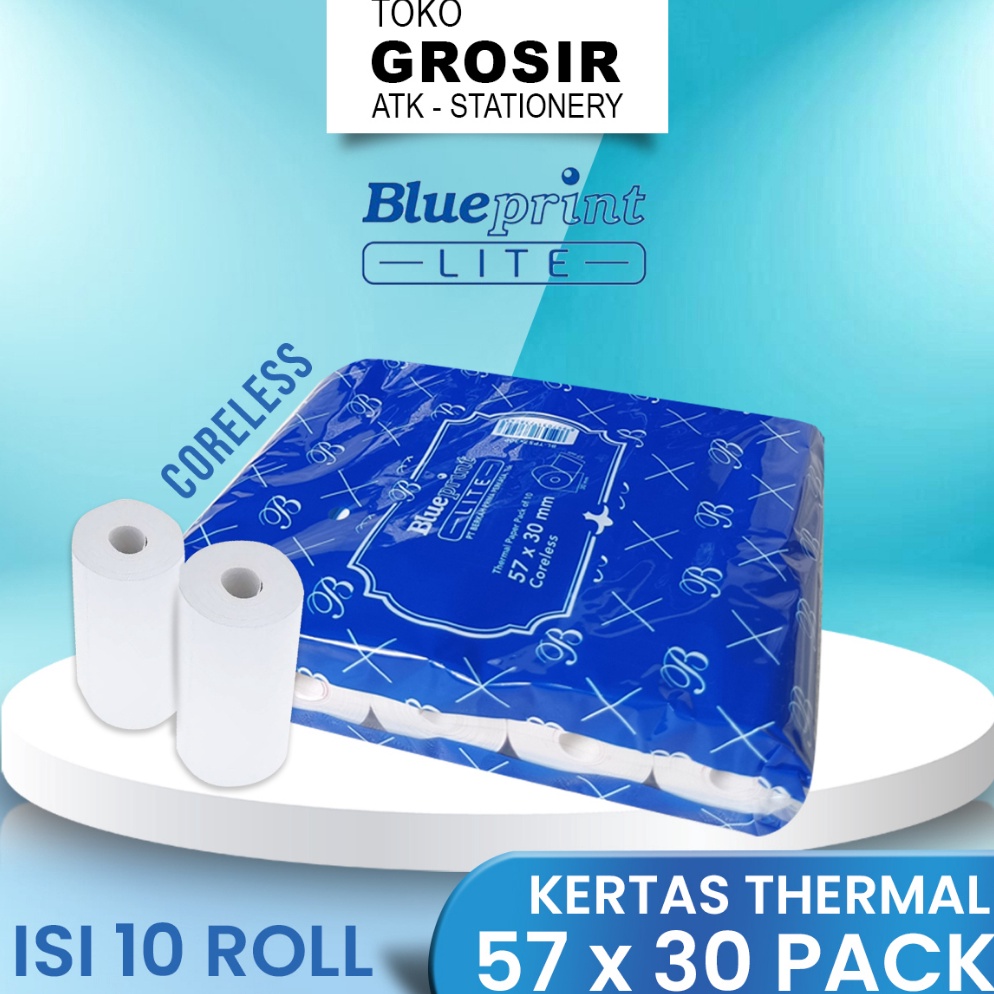 

uauq -48 57X30 (1 PACK) KERTAS KASIR STRUK KERTAS THERMAL TERMAL EDC BRI PPOB BLUEPRINT LITE 57MM 58x30 CORELESS Elewen