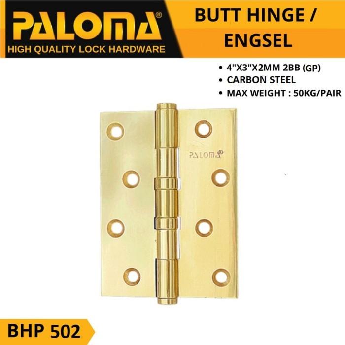 Engsel Paloma Bhp 502 Gold Emas Steel 4"X3"X2Mm Engsel Pintu