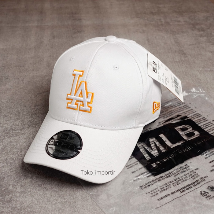 topi Topi Baseball LA MLB Mirror import Pria unisex Putih - list kuning(S9C6) Gratis Ongkir Terlaris