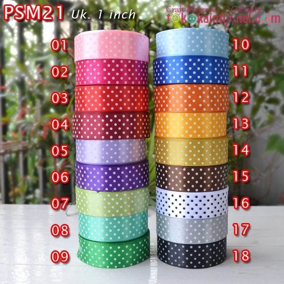 

[PROMO LSN3] Psm21 Pita Satin Motif Polkadot Kecil Lebar 1 Inch Per Roll 14