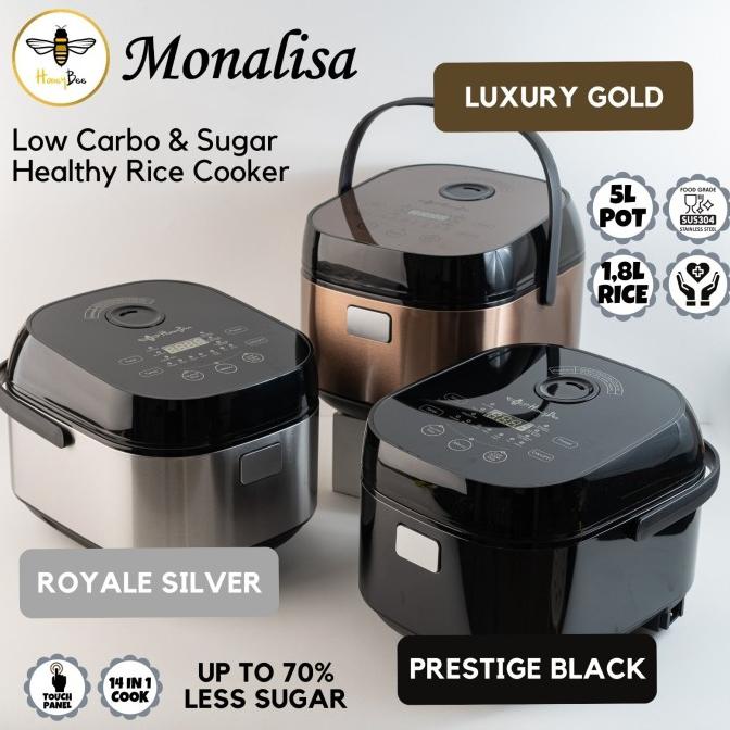 Honeybee Monalisa- Low Carbo & Sugar Digital Rice Cooker 5L/1.8L Nasi