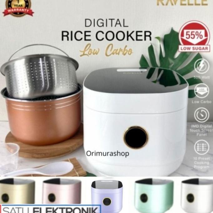 Rice Cooker Digital Ravelle Jade Green 3 Liter - Low Carbo Rice Cooker