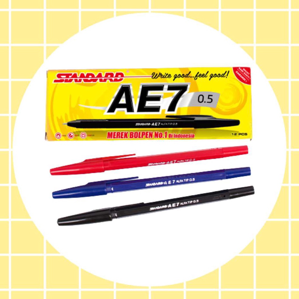 

Standard Pen - AE7 Alfatip 0.5 Isi 12 pcs ( Pulpen, Pena, Ballpoint ) Model Terkini
