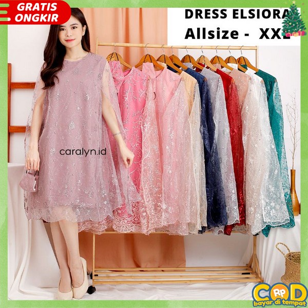 New Dreis Pesta Kondangan Dress Brokat Pendek Selutut Dree Pesta Acara Natal Drwss Wanita Brukat Pre