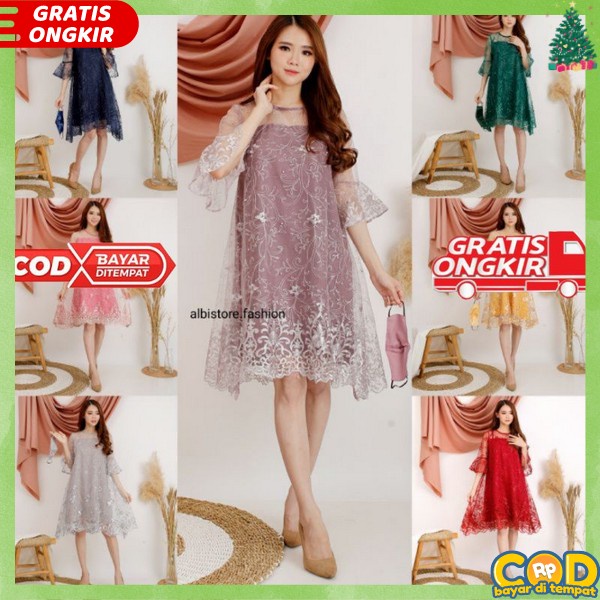 Brukat Tile Bordir Gliter Tulle Brokat Dres Pesta Imlek Tille Murah Dress Mewah Dreas Natal Pesta Ba