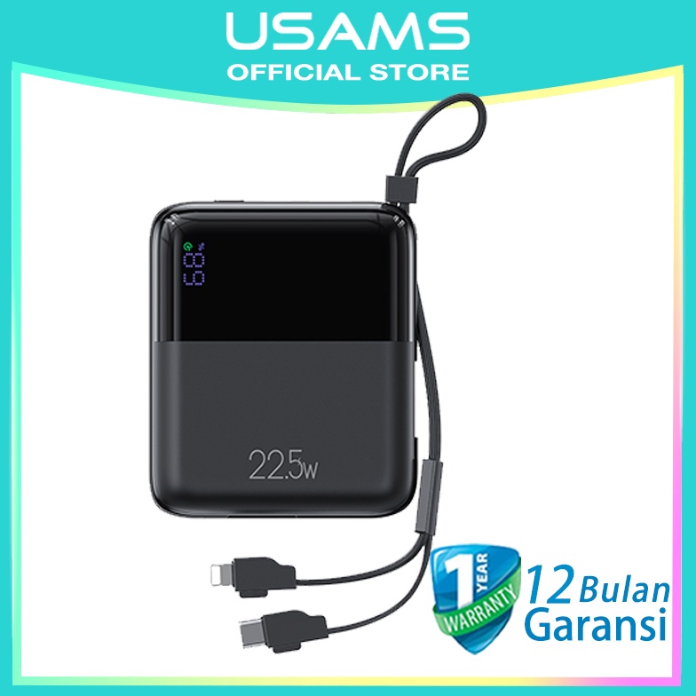 (Z15V ☑☆) USAMS Official Original PB69 QC/ PD LED Powerbank Fast Charging Type c / Micro USB  22.5W 
