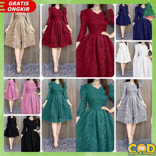 Dres Natalan Brokat Tile Premium Realpict Brukat Bordir Tullle Glitter Mutiara Brokat Tille Brokat T
