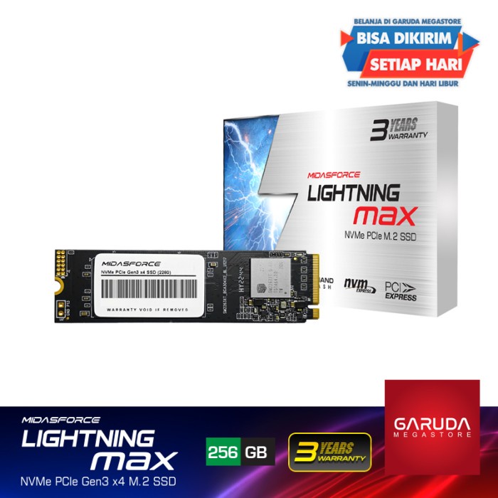 Nvme M.2 256Gb Midasforce Lightning Max Ssd Nvme M.2 Pcie Gen3 X4