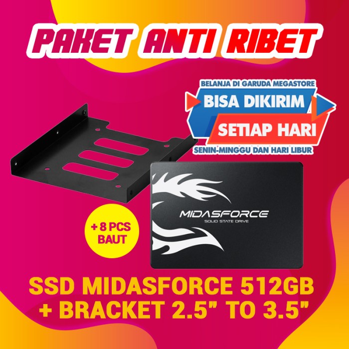 Ssd Midasforce 512Gb + Bracket Paket