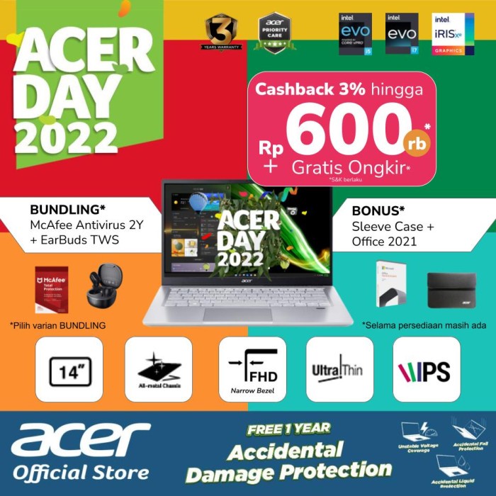 Acer Swift 3 Infinity 4 Sf314-511 I5-1135G7 16Gb 512Gb Ssd W10 Ohs