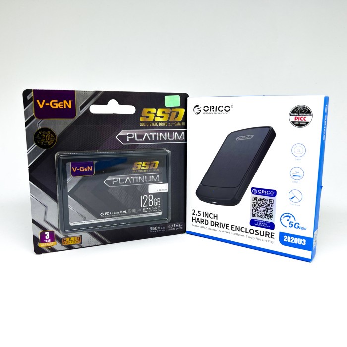 Ssd Portable 256Gb V-Gen Sata + Orico Hdd Enclosure External Vgen 256