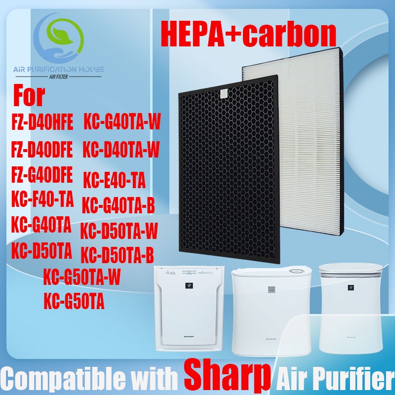 Replacement Filter Compatible Sharp FZ-D40HFE FZ-D40DFE FZ-G40DFE KC-D40TA-W HEPA&Active Carbon