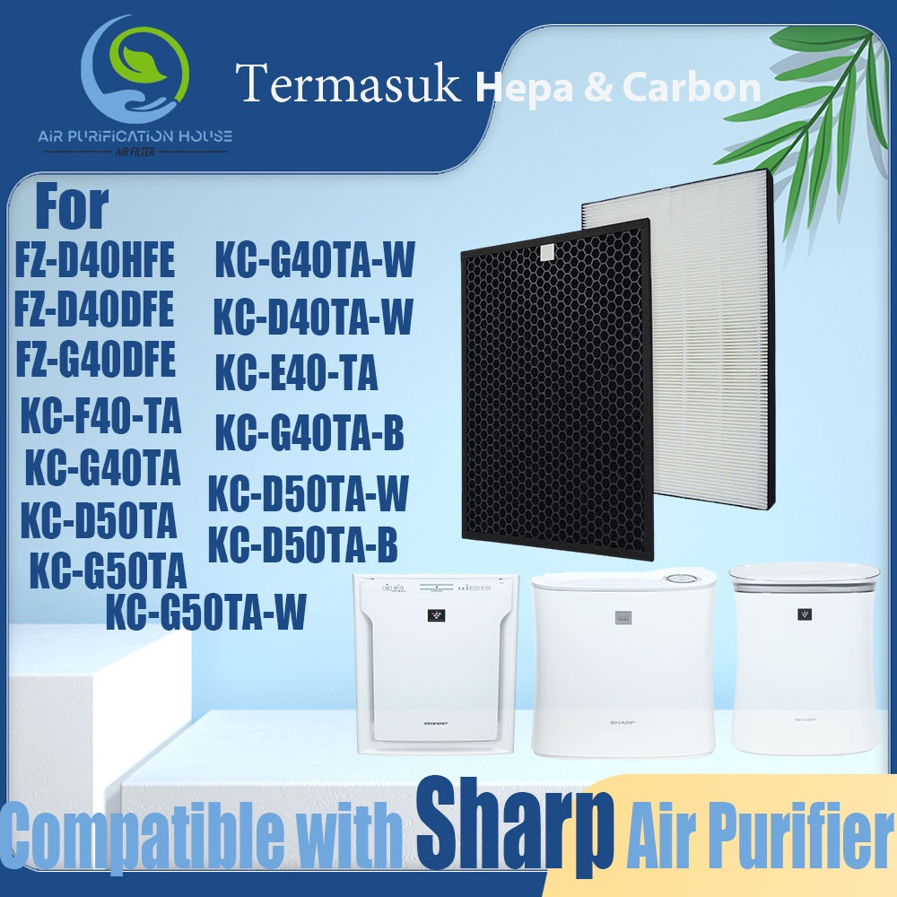Replacement Filter Compatible Sharp FZ-D40HFE FZ-D40DFE FZ-G40DFE KC-D40TA-W HEPA&Active Carbon