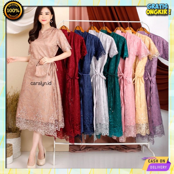 Dress Mewah Cantik Brokat Kondangan Kekinian Gaun Remaja Berkualitas Model Modern Rok Brukat Bisa Se