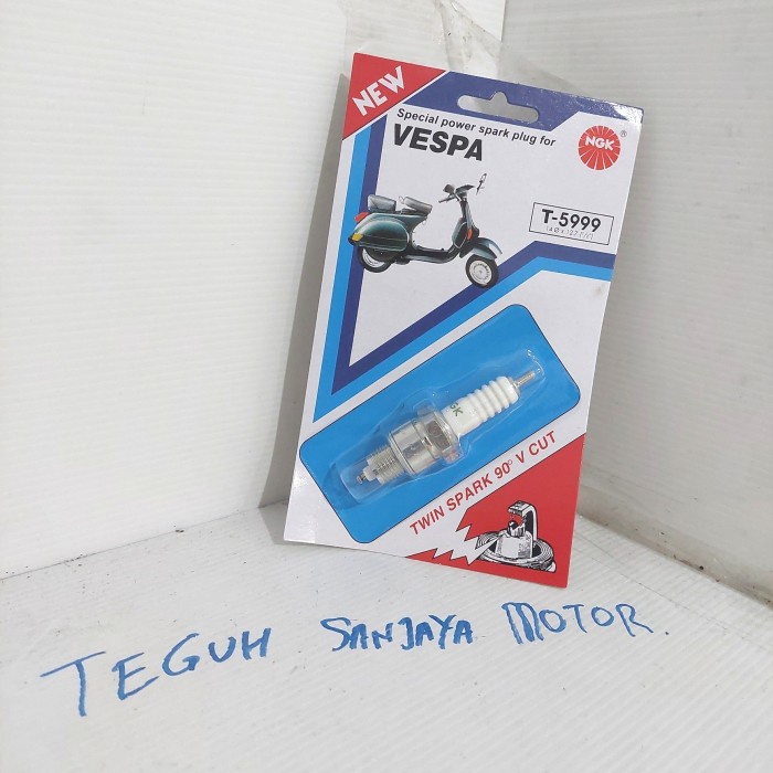 Busi T-5999 T5999 Vespa Drat Pendek Asli Original NGK terlaris